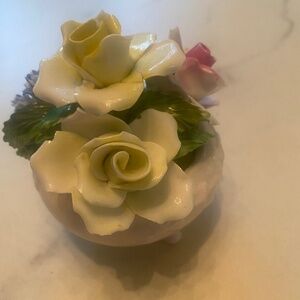 Radnor Vintage Staffordshire Bone China Hand Painted Porcelain Floral in Dish